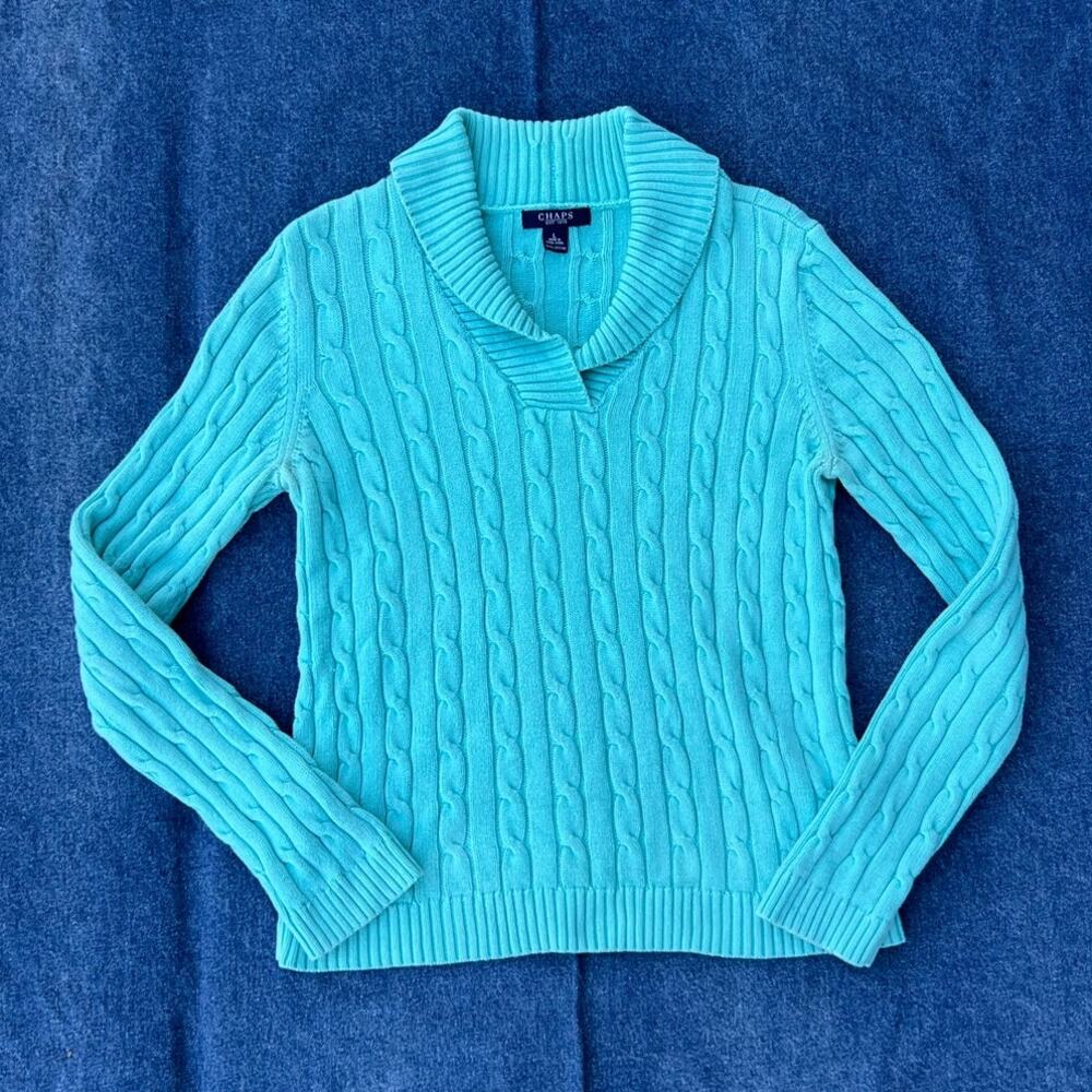 2010s Chaps cable knit collared sweater